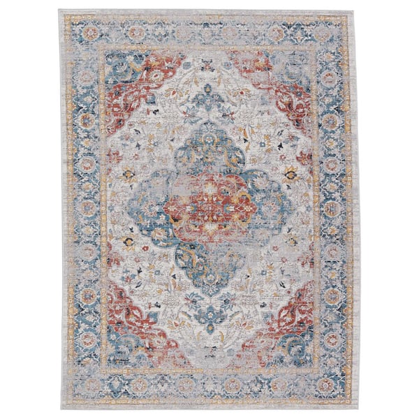 VIBE BY JAIPUR LIVING Syagria Blue/Red 5 ft. x 8 ft. Updated Traditional Rectangle Area Rug