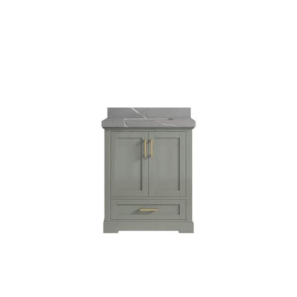 Willow Collections Boston 30 in. W x 22 in. D x 36 in. H Bath Vanity in Evergreen with 2 in. Pearl Gray Quartz Top