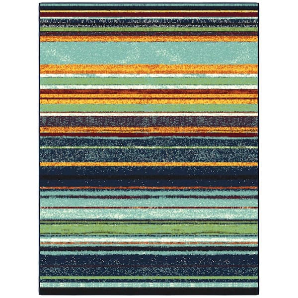 Ottomanson Ottohome Collection Non-Slip Rubberback Striped 5x7 Indoor Area Rug, 5 ft. x 6 ft. 6 in., Multicolor
