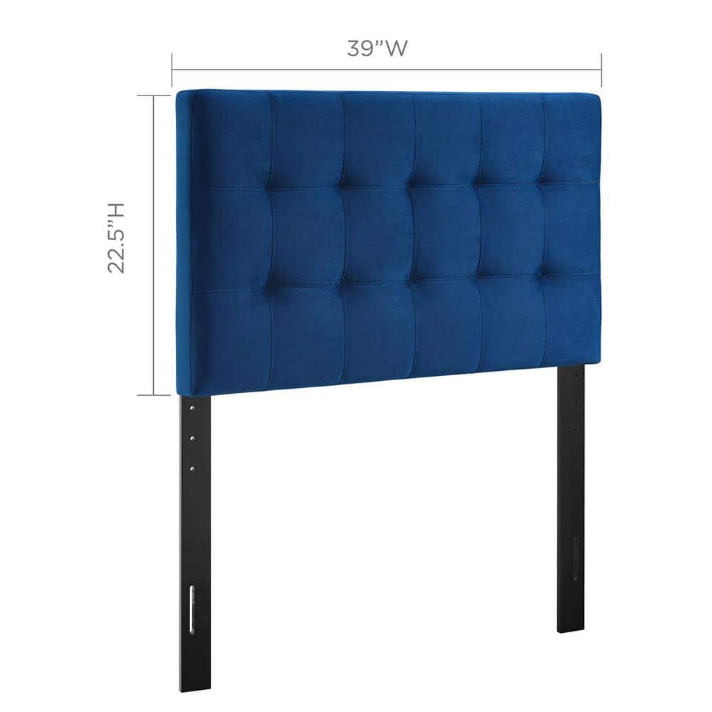 Navy Blue Velvet Tufted Twin Upholstered Headboard