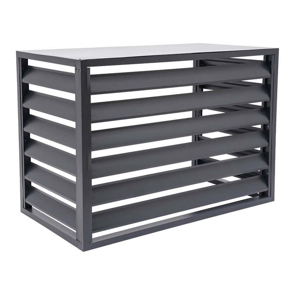 YIYIBYUS 39 in. x 19 in. x 27 in. Dark Grey Aluminum Alloy Garden Fence ...