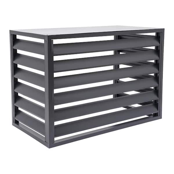 YIYIBYUS 39 in. x 19 in. x 27 in. Dark Grey Aluminum Alloy Garden Fence Outdoor Privacy Screen Air Conditioner Fence
