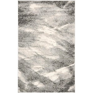 Retro Grey/Ivory 4 ft. x 6 ft. Solid Area Rug