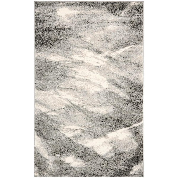 SAFAVIEH Retro Grey/Ivory 5 ft. x 8 ft. Solid Area Rug