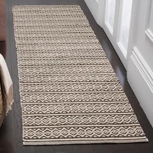 Montauk Ivory/Black 2 ft. x 6 ft. Striped Geometric Diamonds Runner Rug