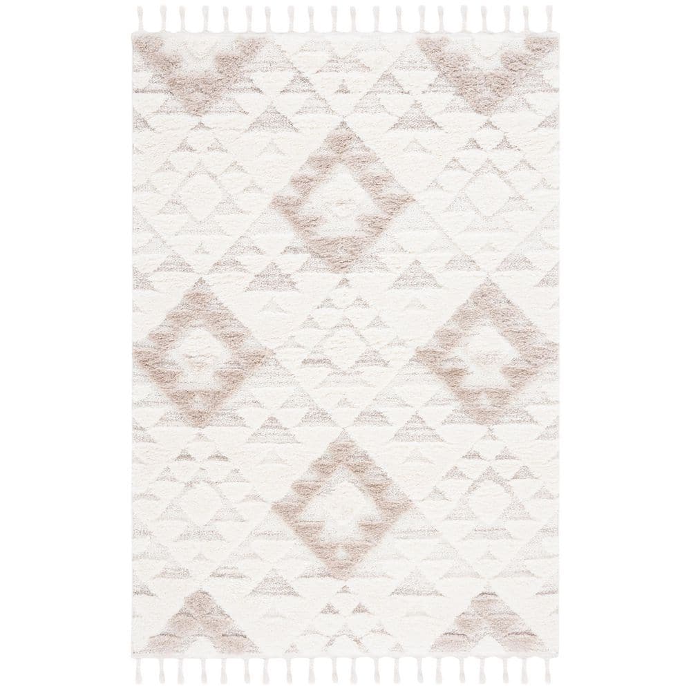 Moroccan Tassel Shag Ivory/Beige 8 ft. x 10 ft. High-Low Geometric Fringe Area Rug price history on PriceWatchPro