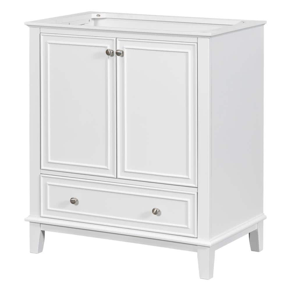White Solid Wood Freestanding Bathroom Vanity Cabinet with Drawer
