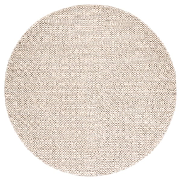 Natura 6 ft. x 6 ft. Beige/Ivory Solid Color Round Rug