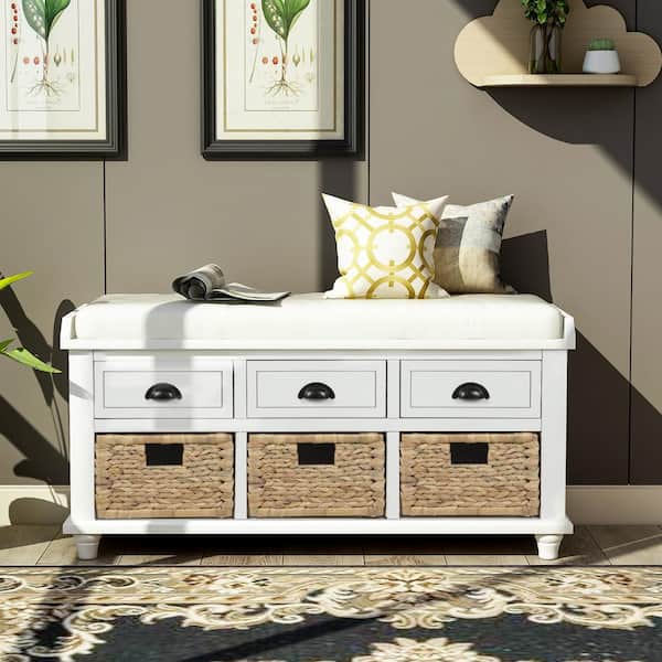 aisword 18.7 in. H x 42.1 in. W White Wood Shoe Storage
