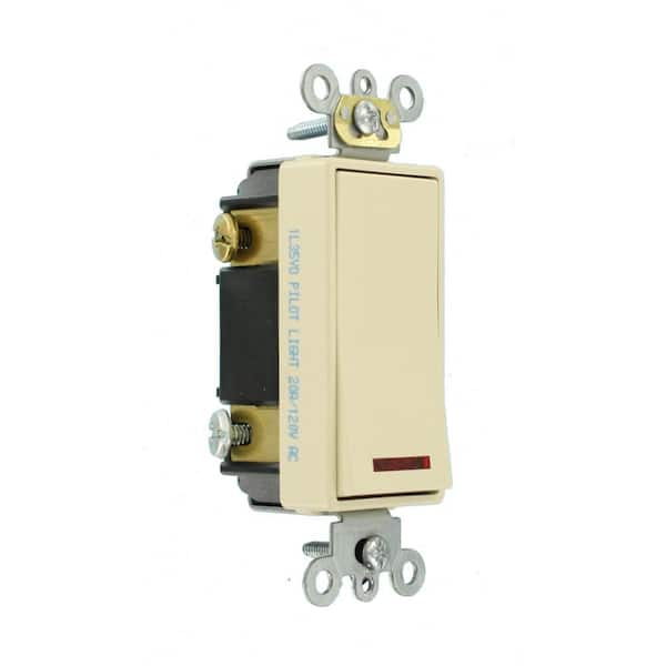 20 Amp Decora Plus Commercial Grade Single Pole Rocker Switch with Pilot Light, Ivory 5628-2I