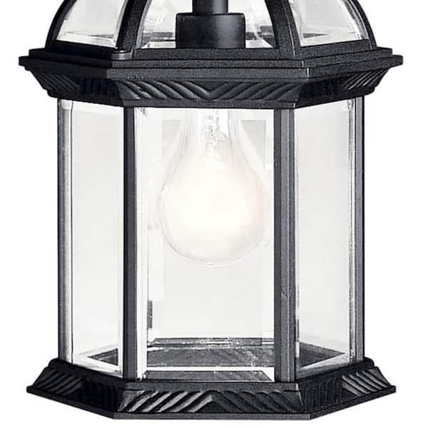 Barrie 1-Light Black Outdoor Porch Hanging Pendant Light with Clear Beveled Glass Panels (1-Pack)