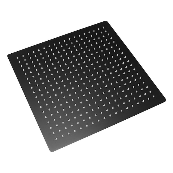 matrix decor 1-Spray Patterns with 1.8 GPM 15.74 in. Wall Mount Rain Fixed Shower Head in Black
