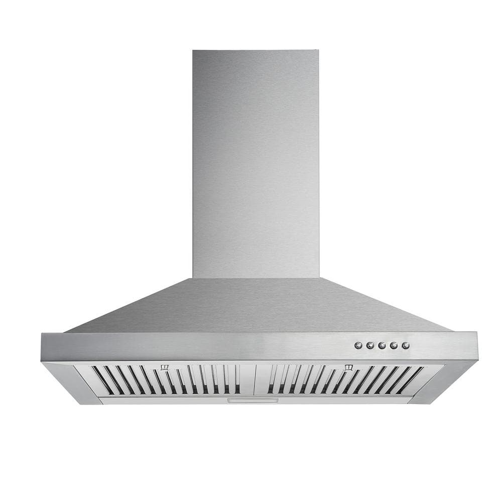 30 in. Wall Mounted Kitchen Range Hood Stainless Steel 450 CFM Vent LED Lamp 3-Speed