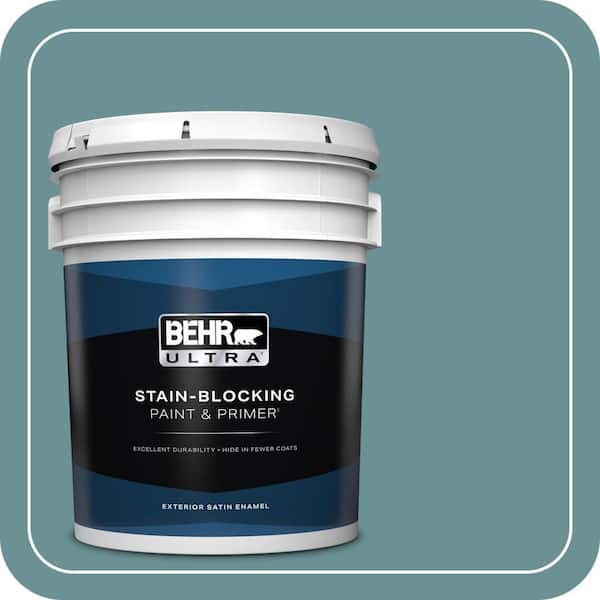 BEHR ULTRA 5 gal. #T15-16 Blue Clay Satin Enamel Exterior Paint ...