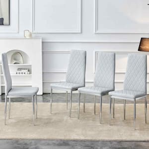 Modern Light Gray PU Leather Seat Dining Chairs Set of 4 for Kitchen, Living, Dining Room