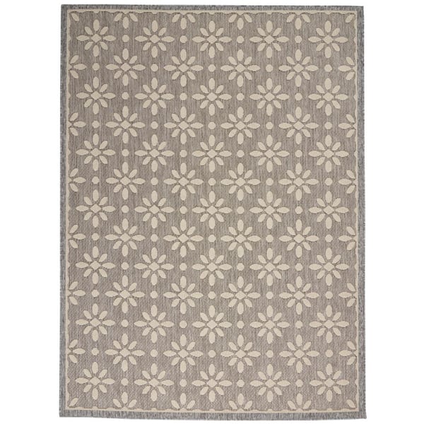 Home Decorators Collection Palamos Gray 4 ft. x 6 ft. Geometric Contemporary Indoor/Outdoor Patio Area Rug
