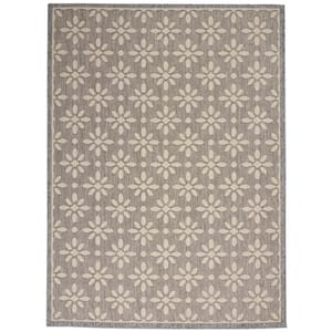 Palamos Gray 5 ft. x 7 ft. Geometric Contemporary Indoor/Outdoor Patio Area Rug