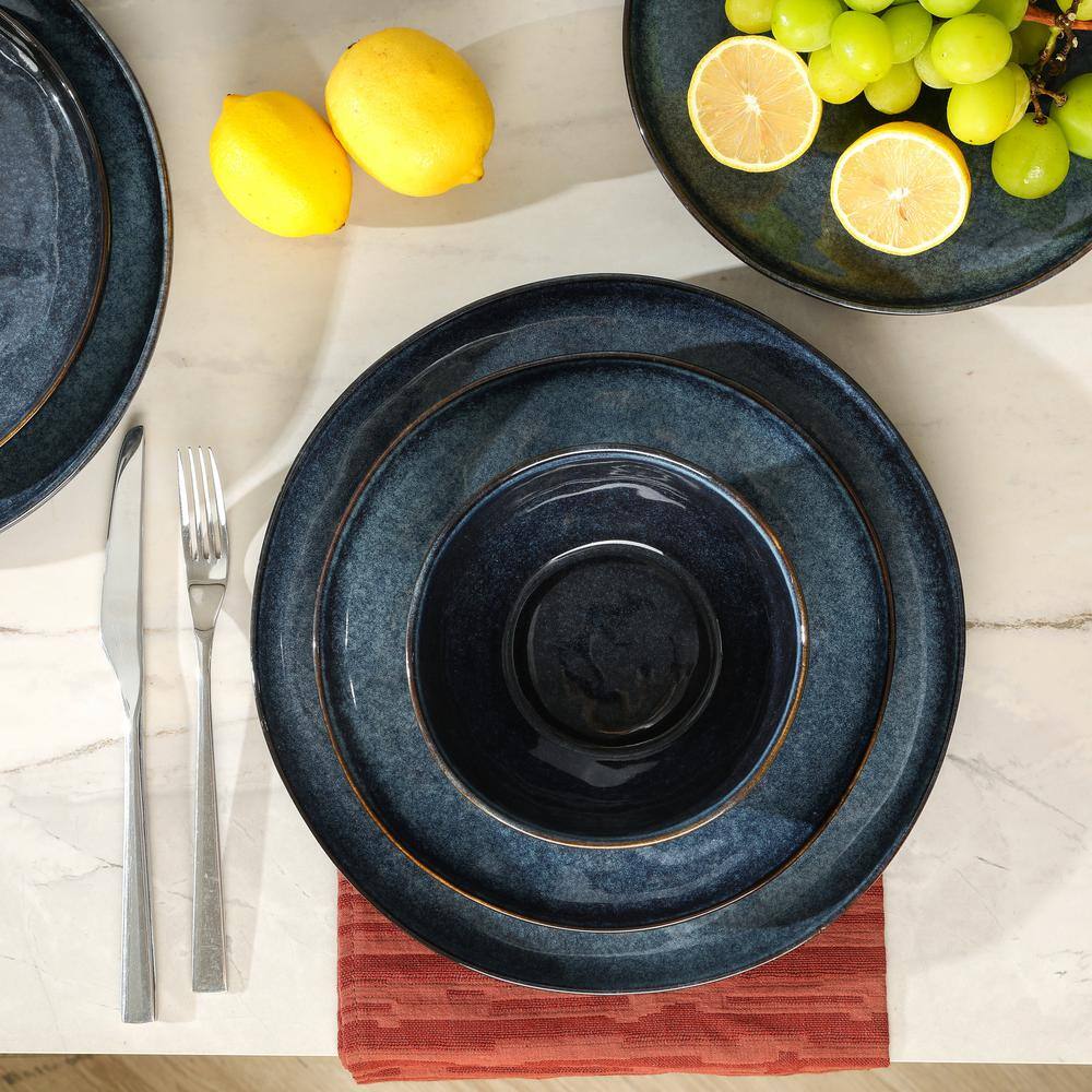 Mirella Blue Ceramic 12-Piece Dinnerware Set for 4