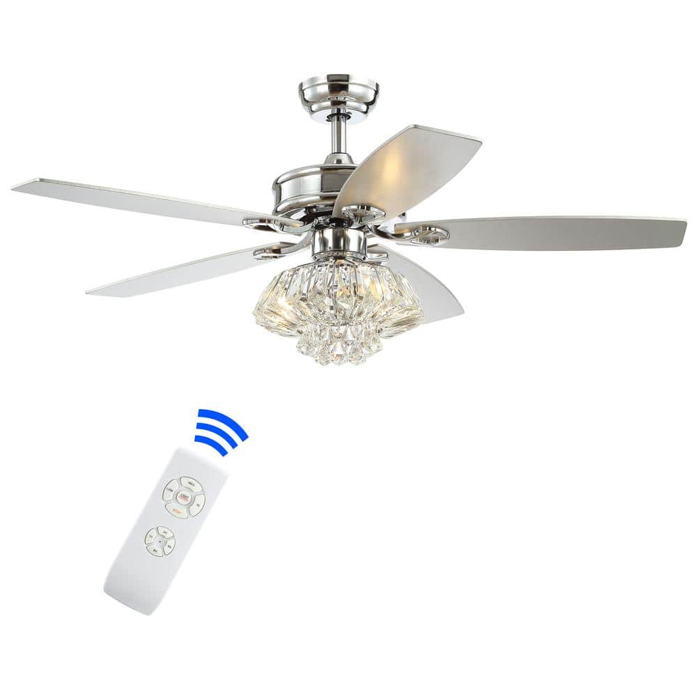 Kate 48" Chrome Crystal Drum LED Ceiling Fan with Remote