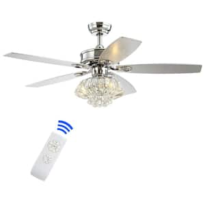 Kate 48 in. 3-Light Chrome Glam Crystal Drum LED Ceiling Fan with Light and Remote
