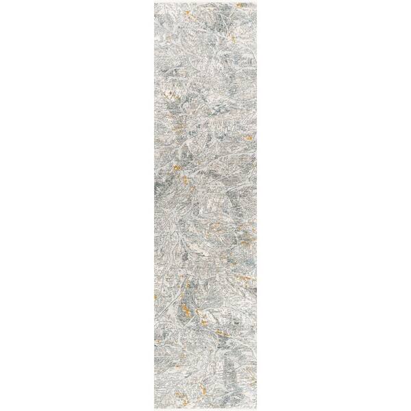 Dresden Medium Gray Modern Botanical 2 ft. 7 in. x 10 ft. Area Rug