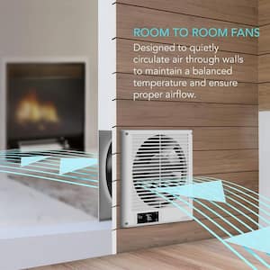 Room to Room Fan 8 in. 10 Fan Speeds 2 Way Airflow Quiet Through-the-Wall Fan in White with Temperature Controller