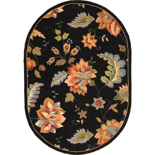 SAFAVIEH Chelsea Black 8 ft. x 10 ft. Oval Gradient Floral Speckled Area Rug