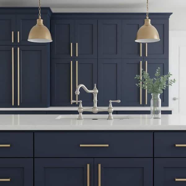 Vintage Double Handle High Arc 2-3 Hole Brass Bridge Kitchen Faucet with Sink Hole Cover in Brushed Nickel