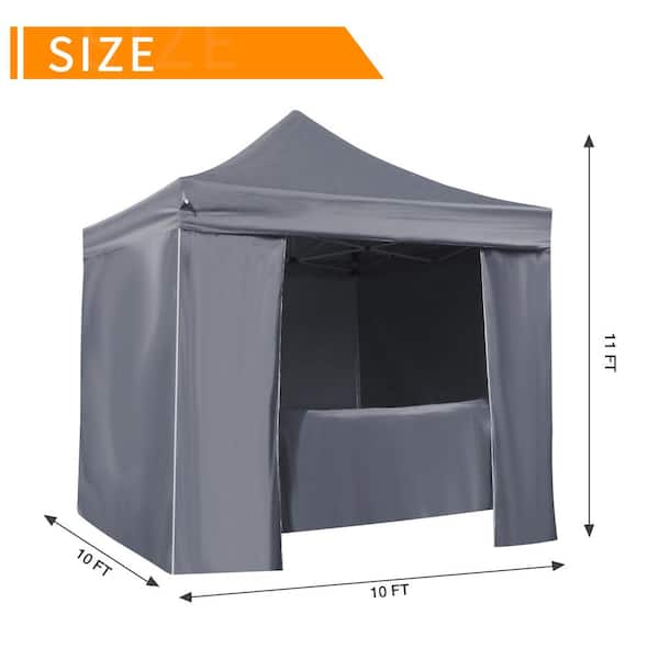 ●TWOMP Zeus & Ruta 10 ft. x 10 ft. Gray Outdoor Pop Up Sidewall