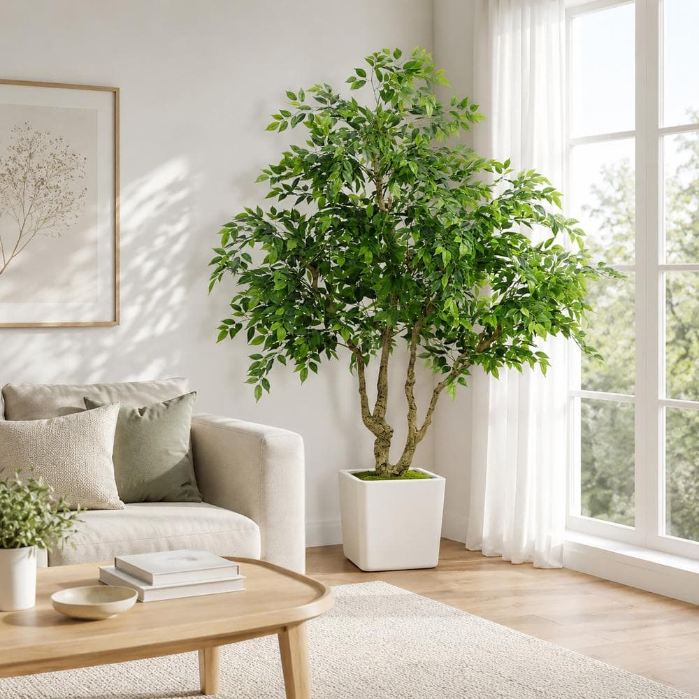 7 ft. Artificial Banyan Tree Faux Silk Tree in Pot for Indoor Outdoor Home Office Decor price history on PriceWatchPro