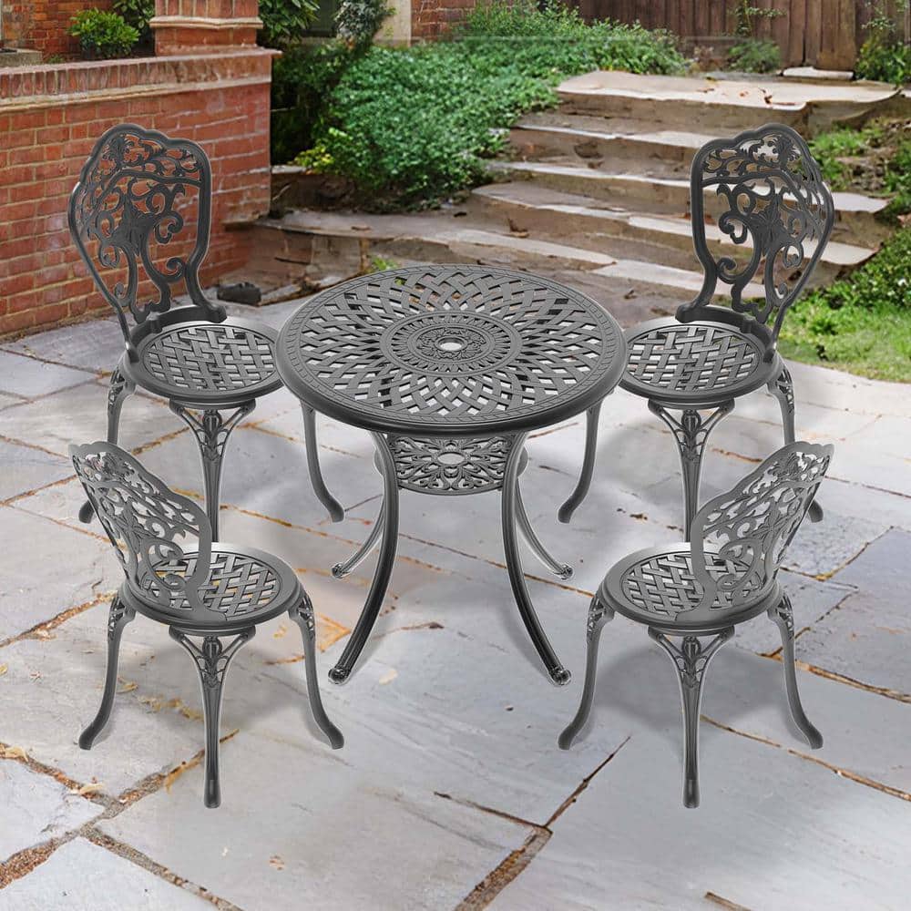 5-Piece All-Weather Cast Aluminum Outdoor Patio Dining Set, Patio Furniture