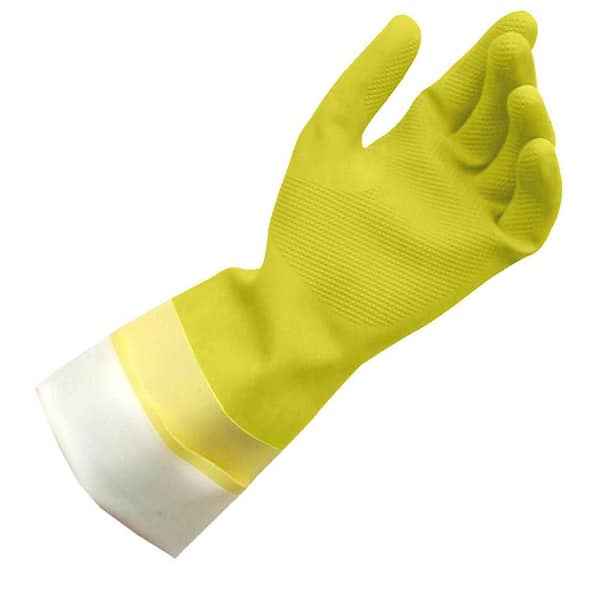 Flexible And Unbreakable Waterproof Rubber Yellow Household Gloves