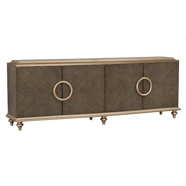 Acme Furniture Ashtin Brown Finish 34 in. Accent Cabinet Office Storage Cabinet with 4 Shelves and No Additional Features