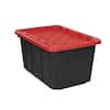 HDX 27 Gal. Tough Storage Tote in Black with Yellow Lid HDX27GONLINE(5) -  The Home Depot