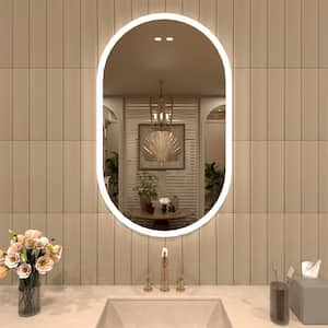 24 in. W. x 40 in. H Oval Frameless LED Light Anti-Fog Wall Bathroom Vanity Mirror in Polished Crystal