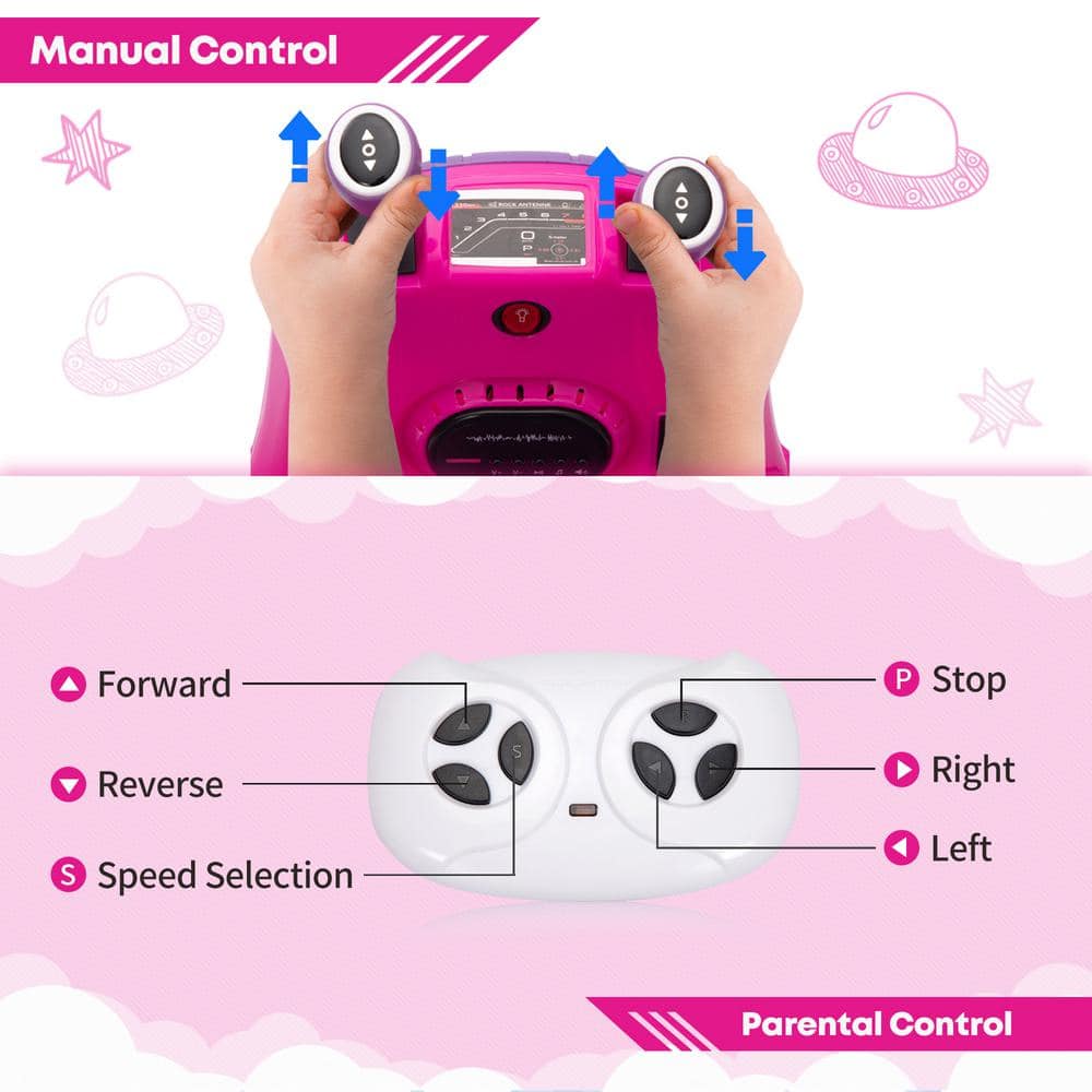 Pink 12-Volt Kids Electric Bumper Car with LED Lights