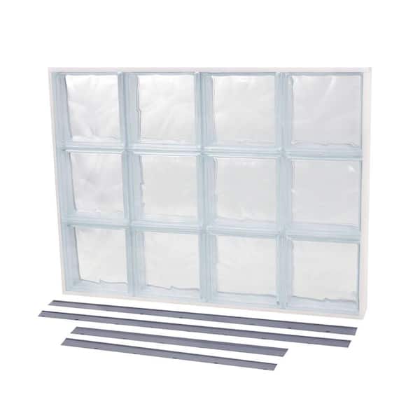 TAFCO WINDOWS 27.625 in. x 11.875 in. NailUp2 Wave Pattern Solid Glass Block Window