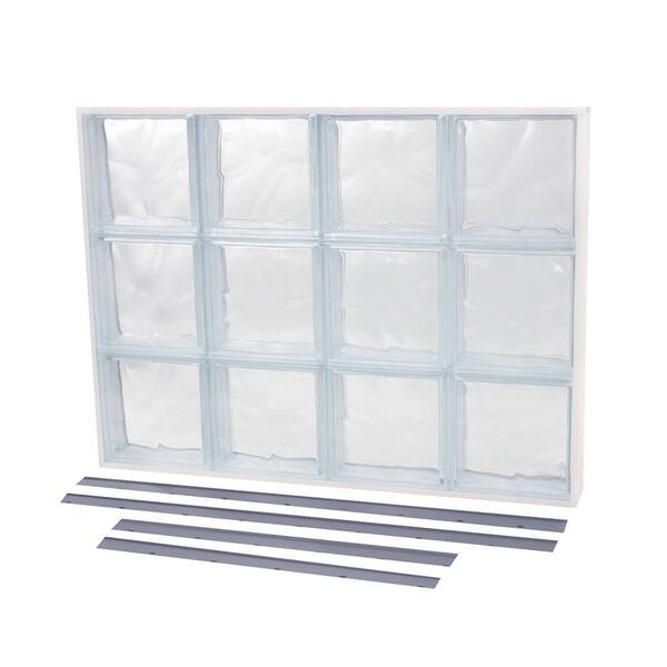 TAFCO WINDOWS 35.375 in. x 11.875 in. NailUp2 Wave Pattern Solid Glass Block Window