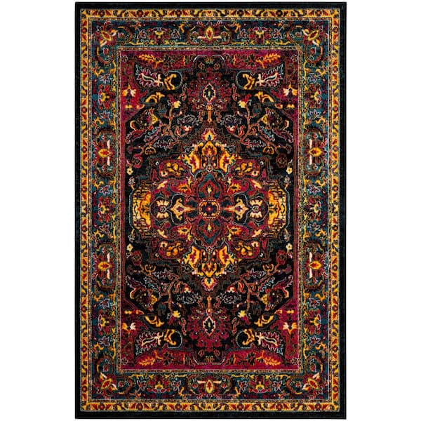 SAFAVIEH Cherokee Black/Blue 6 ft. x 9 ft. Border Area Rug