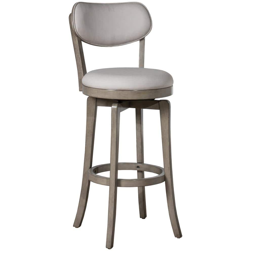 Sloan Aged Gray 43'' Swivel Bar Height Stool with Fog Upholstery