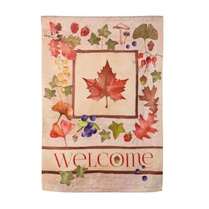 2 ft. x 3-1/2 ft. Welcome Fall Leaf Suede House Flags