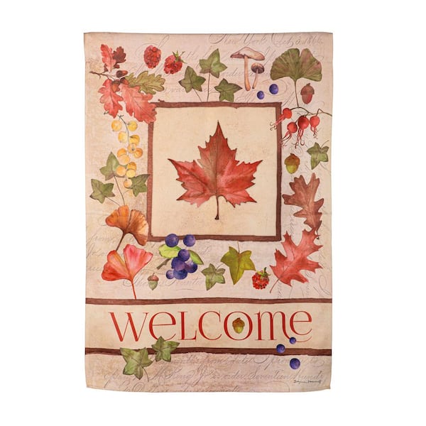 Evergreen Enterprises 2 ft. x 3-1/2 ft. Welcome Fall Leaf Suede House Flags