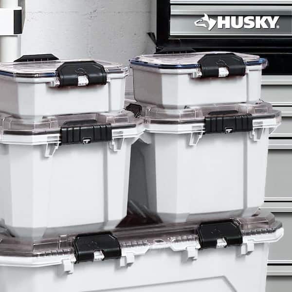 Husky 0.8 gal. Compact Pro Duty Waterproof White Tote (4-Pack