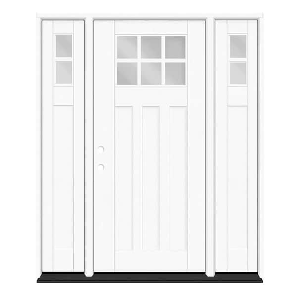 Regency 64 in. x 80 in. 6L Toplite Clear Glass RHIS Unfinished Fiberglass Prehung Front Door with 12" SLs 4-9/16" Jamb