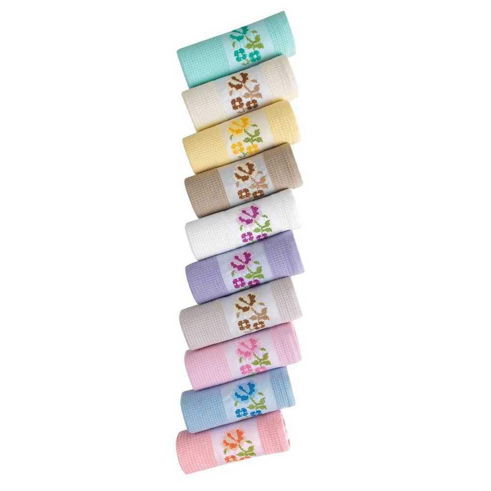 KAFTHAN Textile Multicolor Floral Cotton Kitchen Towel Set (Set of 10)