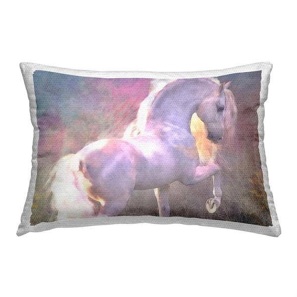 Stupell Industries Evenglow Pastel Horse Multi-Color Rectangular Outdoor Throw Pillow