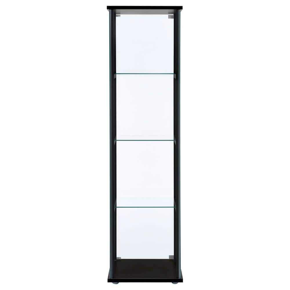 Black Wood and Glass 4-Shelf Curio Cabinet