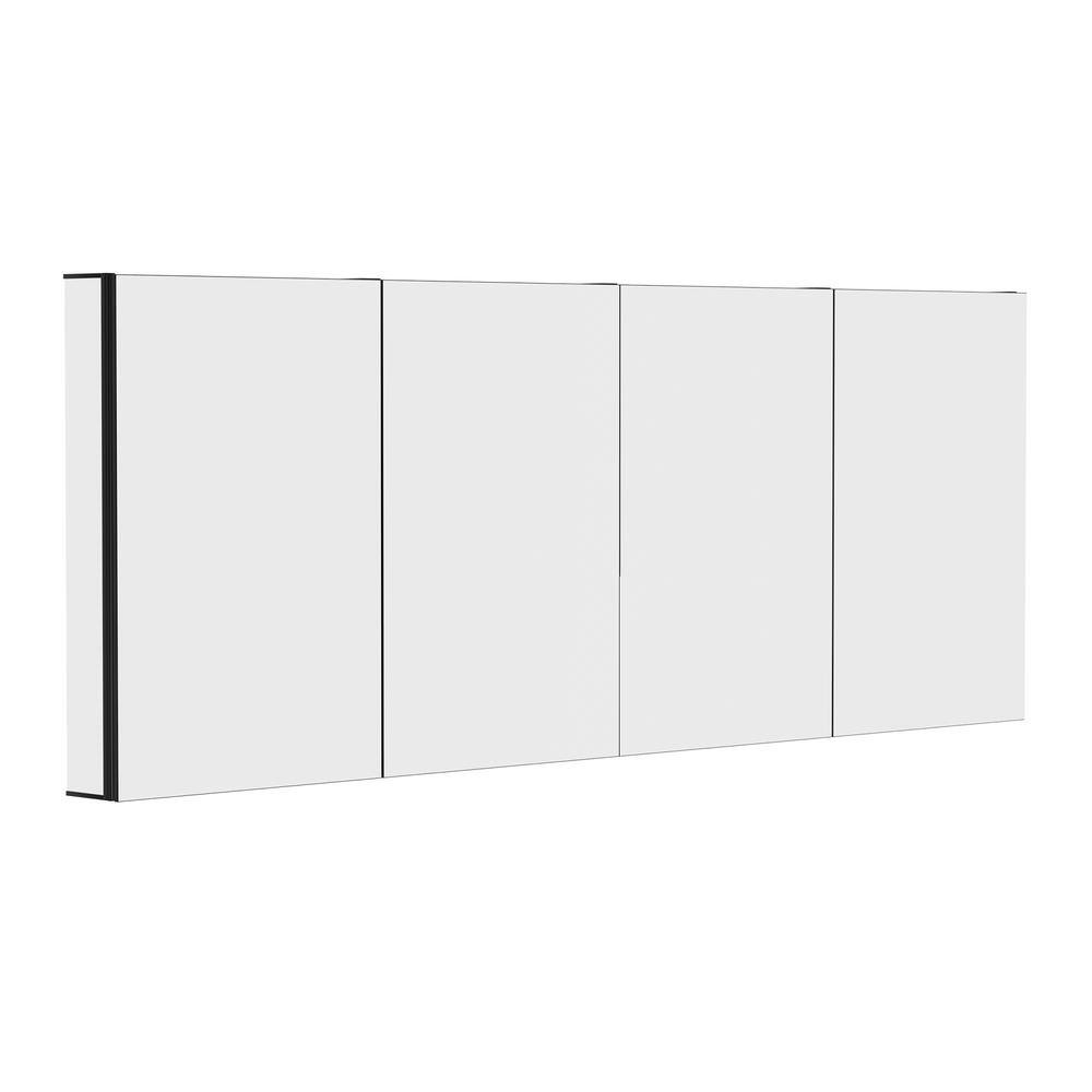 Zeafive 80 in. W x 30 in. H Black Rectangular Recessed or Surface Mount ...