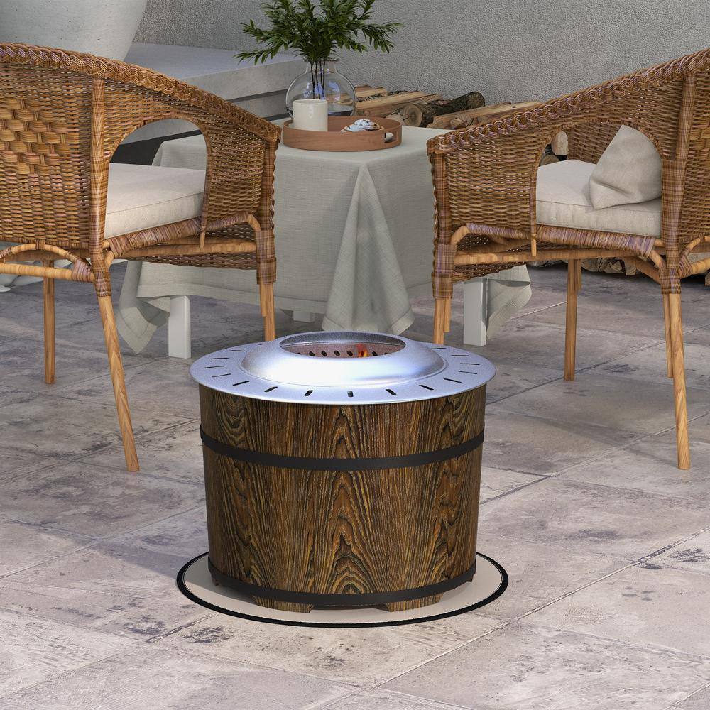 20" Brown Composite Round Smokeless Fire Pit with Fireproof Mat