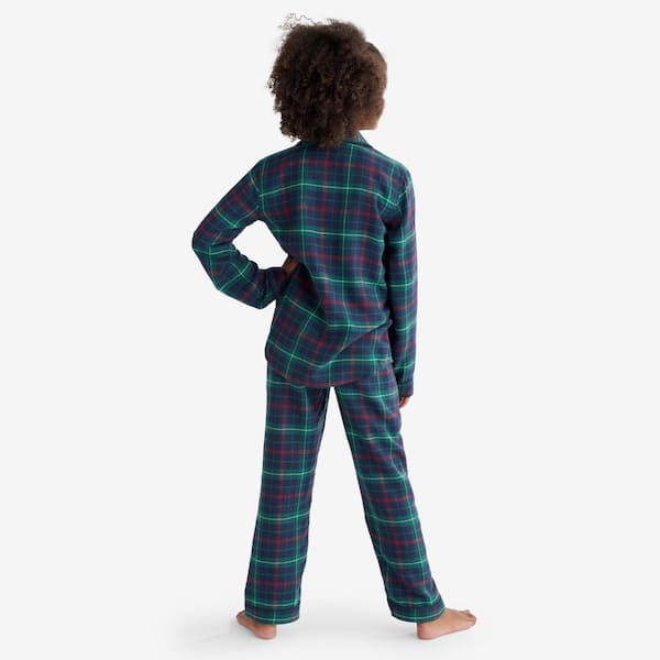 The Company Store Company Cotton Family Flannel Holiday Plaid Kids 10-Navy  Multi Pajama Set 60016 - The Home Depot